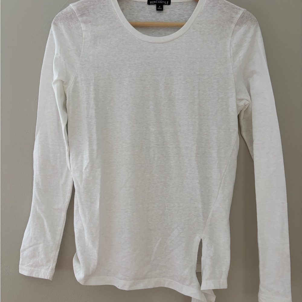 Jcrew White Long Sleeve Top with side tie